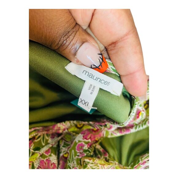 Maurices Womens Floral Cap Sleeve Open Back Summer Pleated Mini Dress Green XXL - Picture 7 of 13